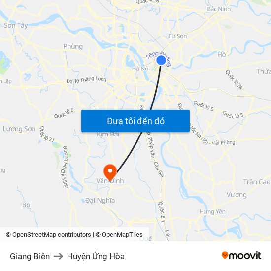 Giang Biên to Huyện Ứng Hòa map