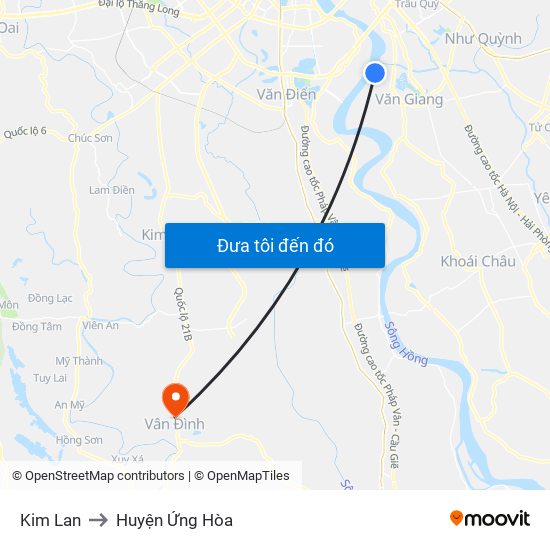 Kim Lan to Huyện Ứng Hòa map