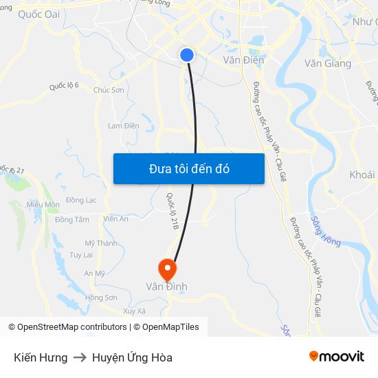 Kiến Hưng to Huyện Ứng Hòa map