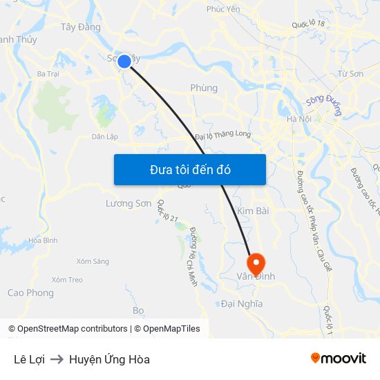 Lê Lợi to Huyện Ứng Hòa map