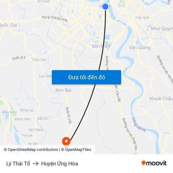 Lý Thái Tổ to Huyện Ứng Hòa map