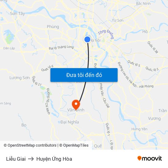 Liễu Giai to Huyện Ứng Hòa map
