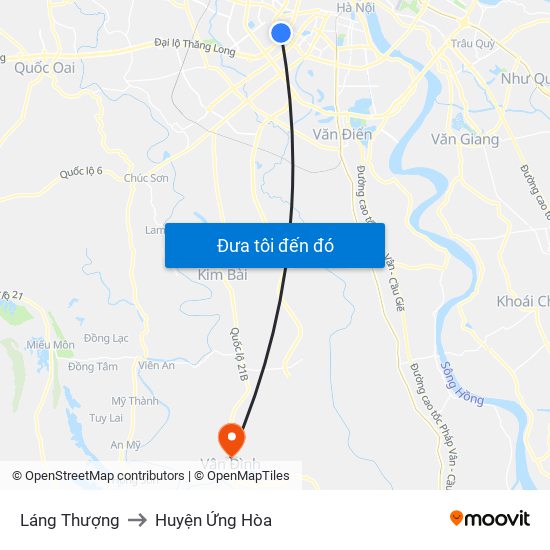 Láng Thượng to Huyện Ứng Hòa map