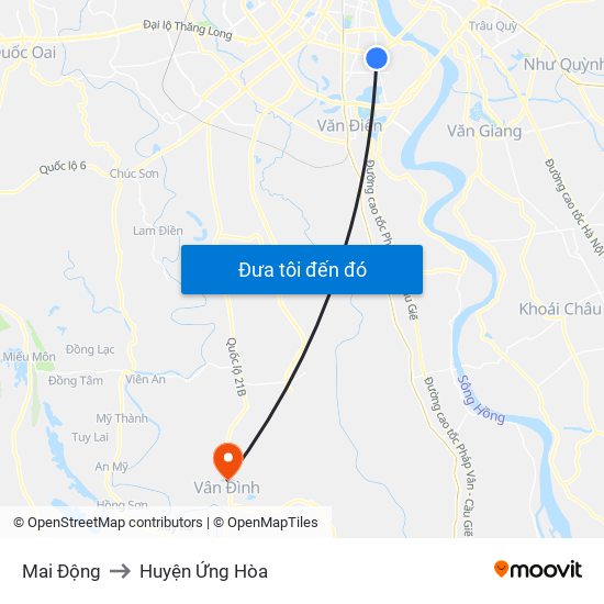 Mai Động to Huyện Ứng Hòa map