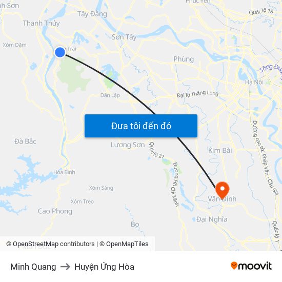 Minh Quang to Huyện Ứng Hòa map