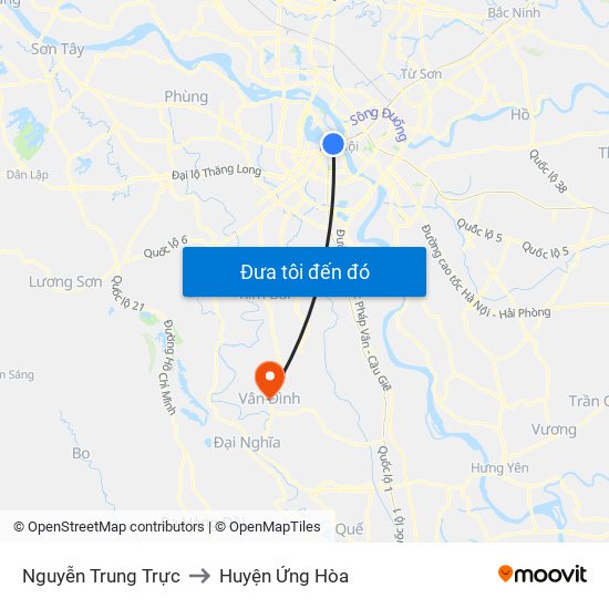 Nguyễn Trung Trực to Huyện Ứng Hòa map