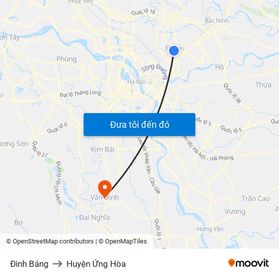 Đình Bảng to Huyện Ứng Hòa map