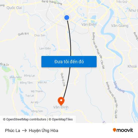 Phúc La to Huyện Ứng Hòa map