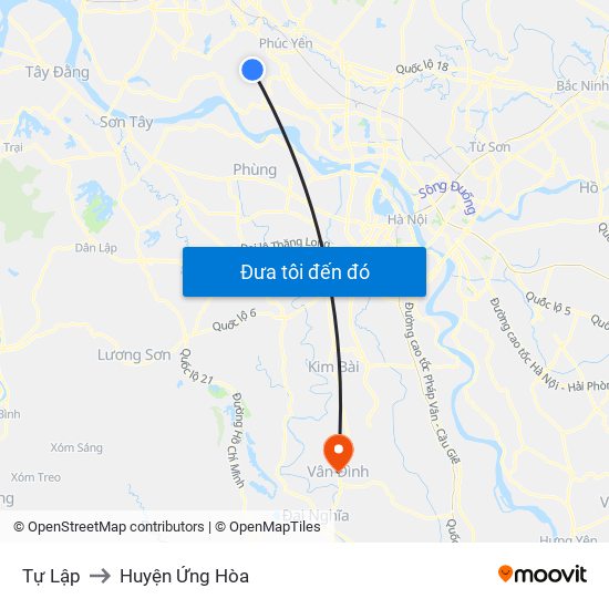 Tự Lập to Huyện Ứng Hòa map