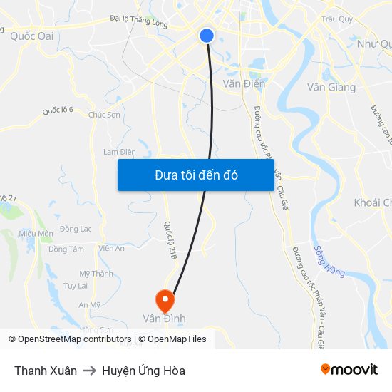 Thanh Xuân to Huyện Ứng Hòa map