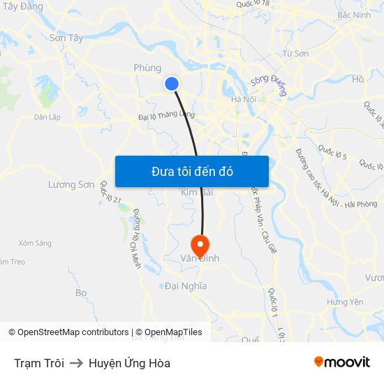 Trạm Trôi to Huyện Ứng Hòa map