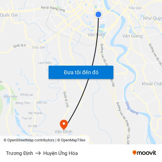 Trương Định to Huyện Ứng Hòa map