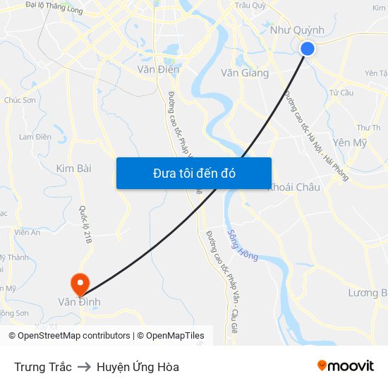 Trưng Trắc to Huyện Ứng Hòa map