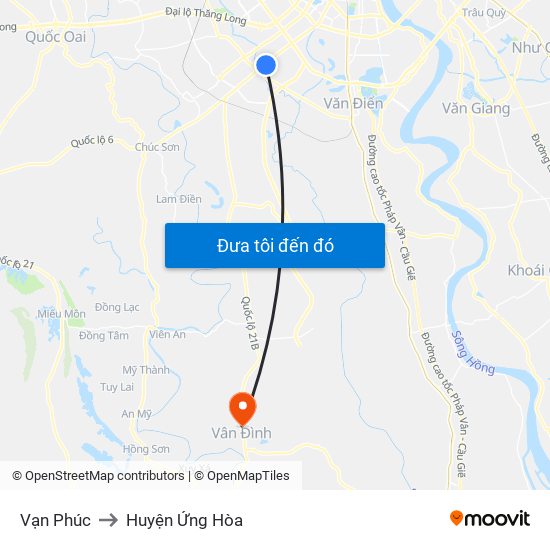 Vạn Phúc to Huyện Ứng Hòa map