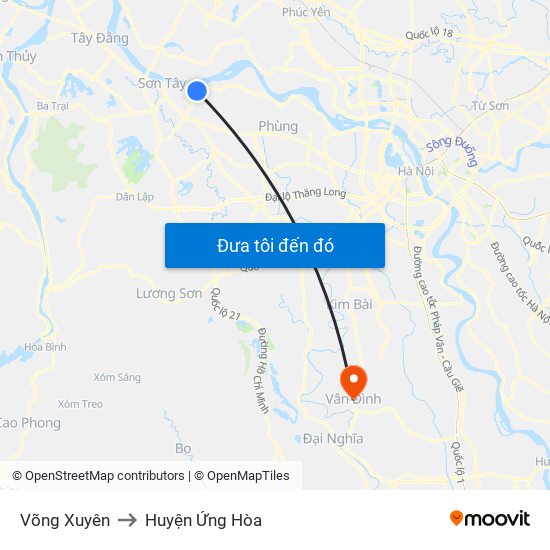 Võng Xuyên to Huyện Ứng Hòa map