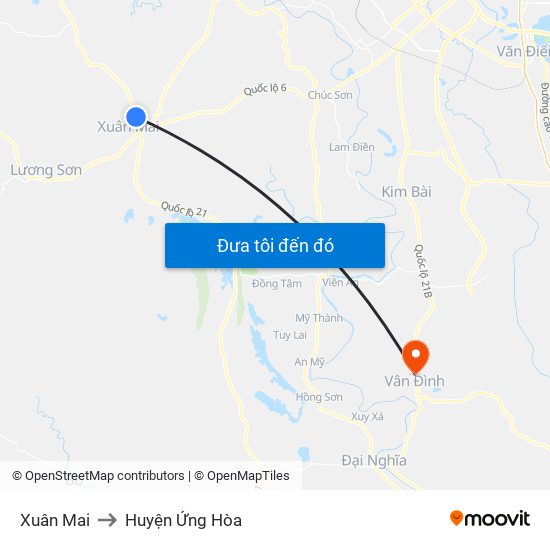 Xuân Mai to Huyện Ứng Hòa map