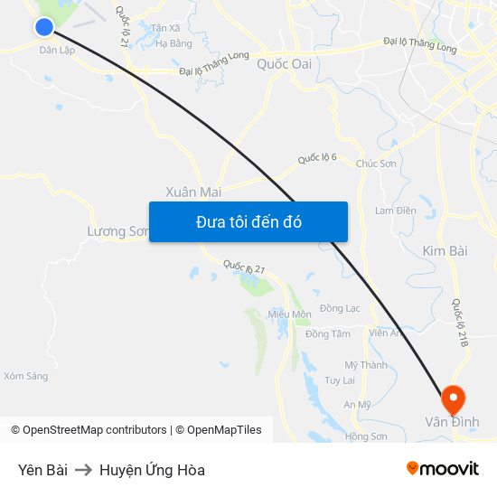 Yên Bài to Huyện Ứng Hòa map