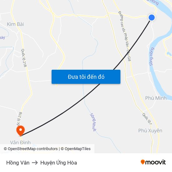 Hồng Vân to Huyện Ứng Hòa map