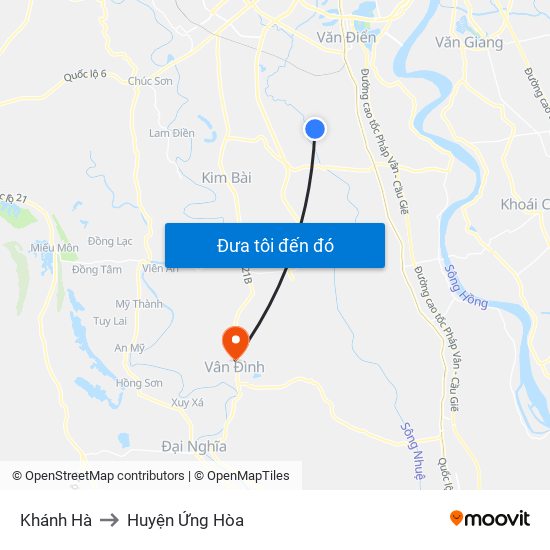 Khánh Hà to Huyện Ứng Hòa map