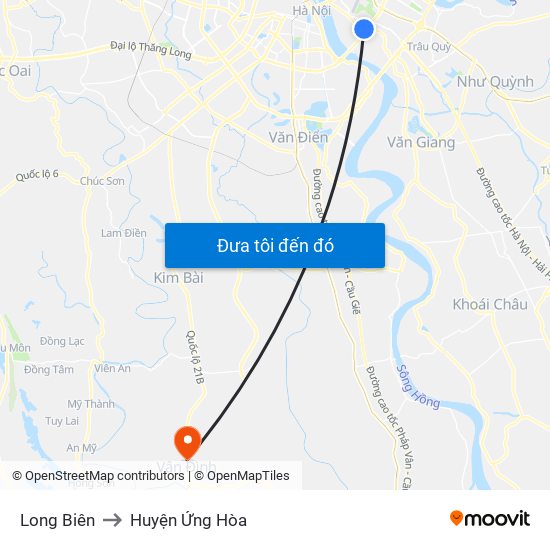 Long Biên to Huyện Ứng Hòa map