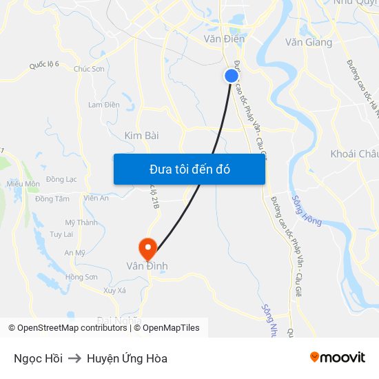 Ngọc Hồi to Huyện Ứng Hòa map