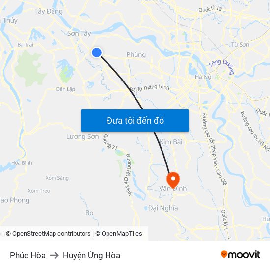 Phúc Hòa to Huyện Ứng Hòa map