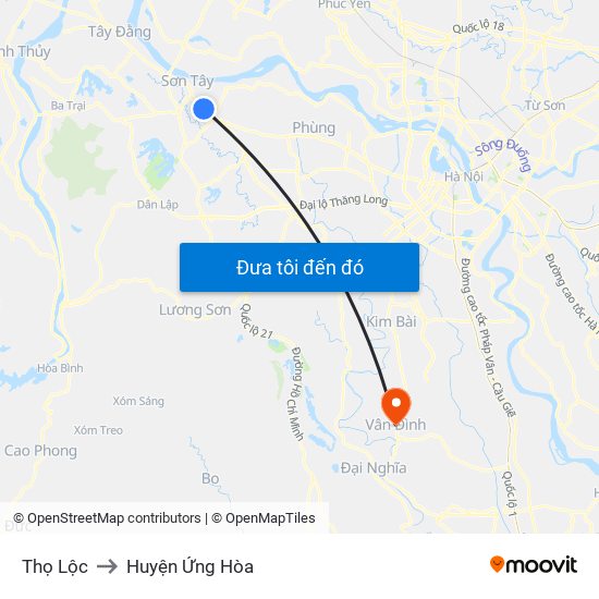 Thọ Lộc to Huyện Ứng Hòa map