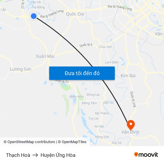 Thạch Hoà to Huyện Ứng Hòa map