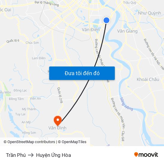 Trần Phú to Huyện Ứng Hòa map