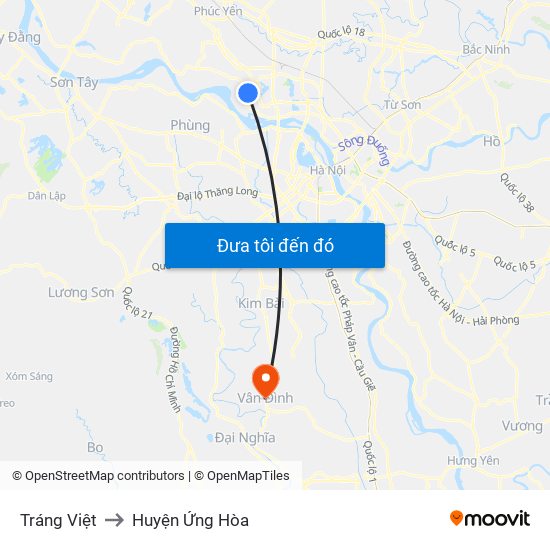Tráng Việt to Huyện Ứng Hòa map