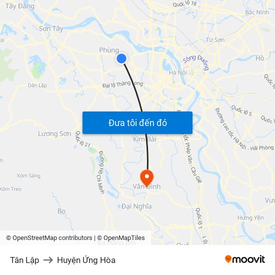 Tân Lập to Huyện Ứng Hòa map