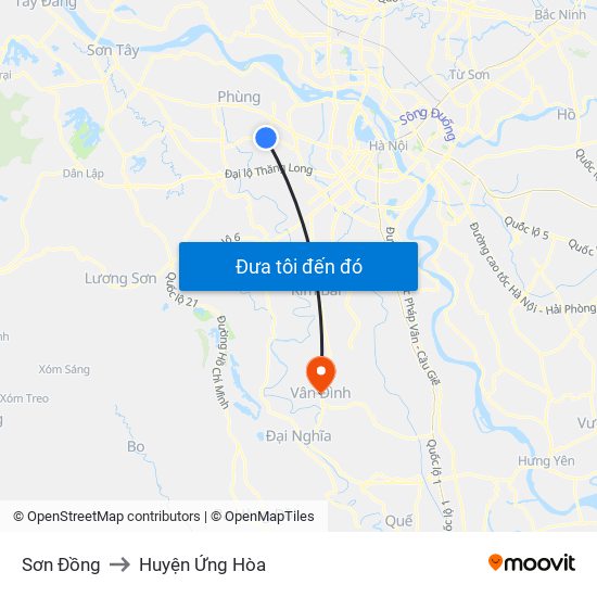 Sơn Đồng to Huyện Ứng Hòa map
