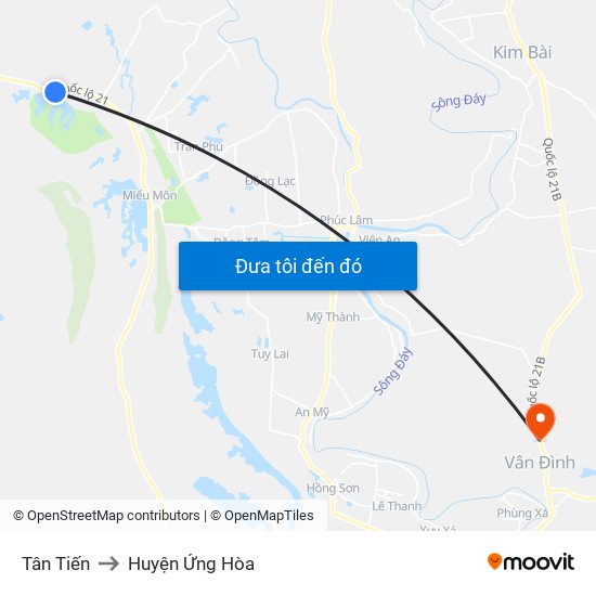 Tân Tiến to Huyện Ứng Hòa map