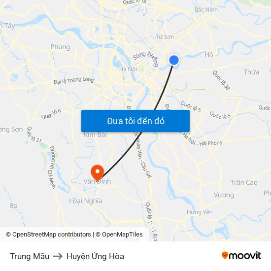 Trung Mầu to Huyện Ứng Hòa map