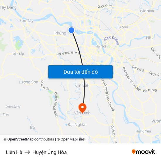 Liên Hà to Huyện Ứng Hòa map