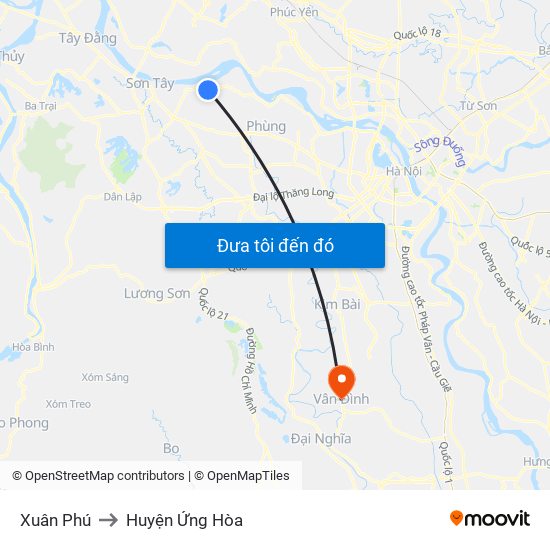 Xuân Phú to Huyện Ứng Hòa map