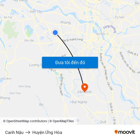 Canh Nậu to Huyện Ứng Hòa map