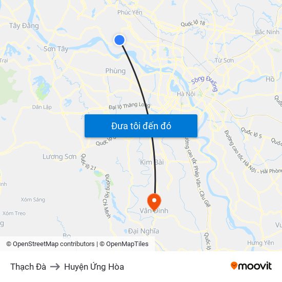 Thạch Đà to Huyện Ứng Hòa map