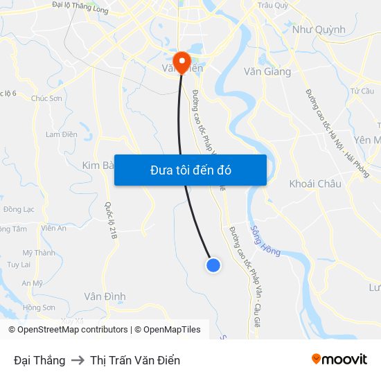 Đại Thắng to Thị Trấn Văn Điển map