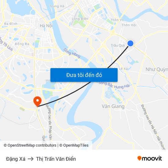 Đặng Xá to Thị Trấn Văn Điển map