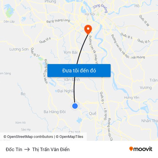 Đốc Tín to Thị Trấn Văn Điển map