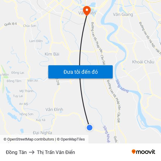 Đồng Tân to Thị Trấn Văn Điển map