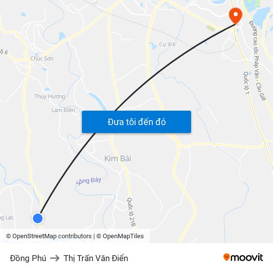 Đồng Phú to Thị Trấn Văn Điển map