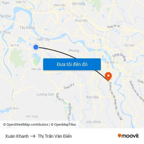 Xuân Khanh to Thị Trấn Văn Điển map