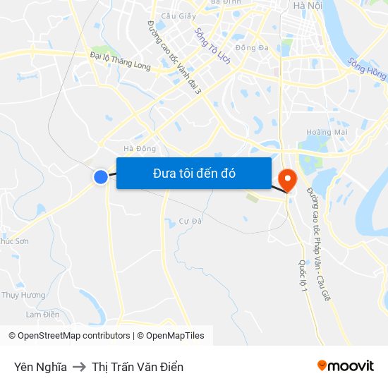 Yên Nghĩa to Thị Trấn Văn Điển map