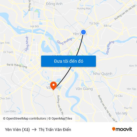 Yên Viên (Xã) to Thị Trấn Văn Điển map