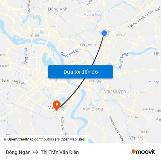 Đông Ngàn to Thị Trấn Văn Điển map