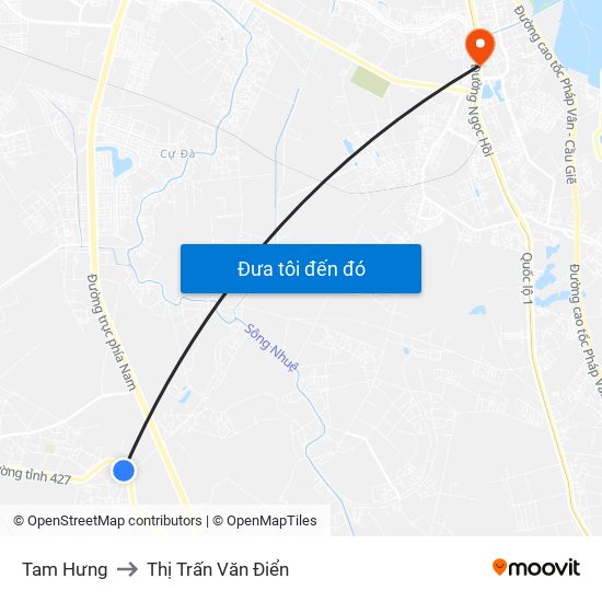 Tam Hưng to Thị Trấn Văn Điển map