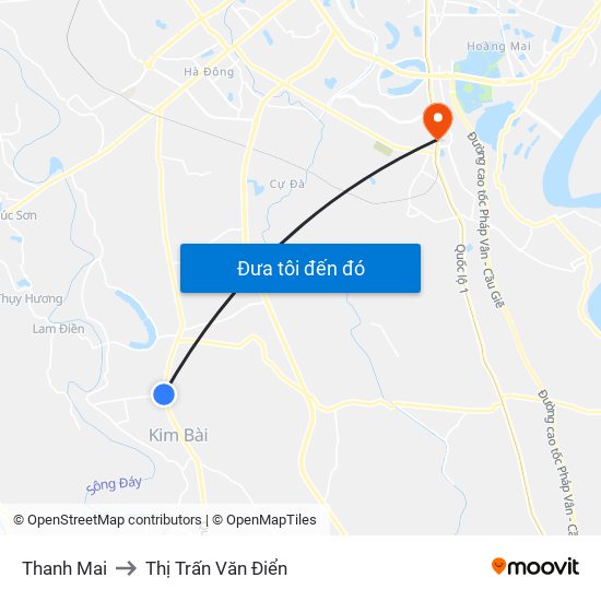Thanh Mai to Thị Trấn Văn Điển map