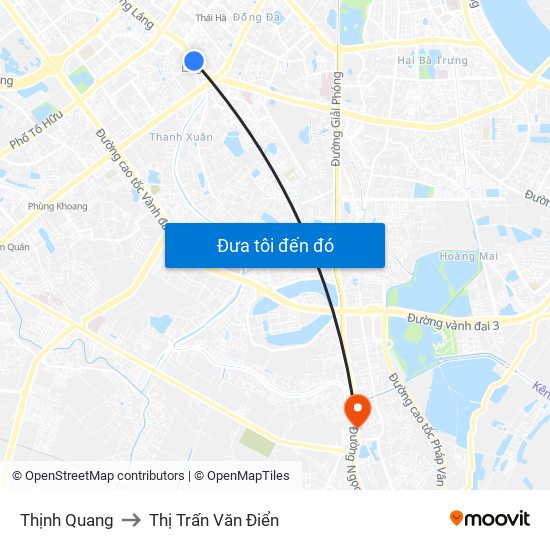 Thịnh Quang to Thị Trấn Văn Điển map